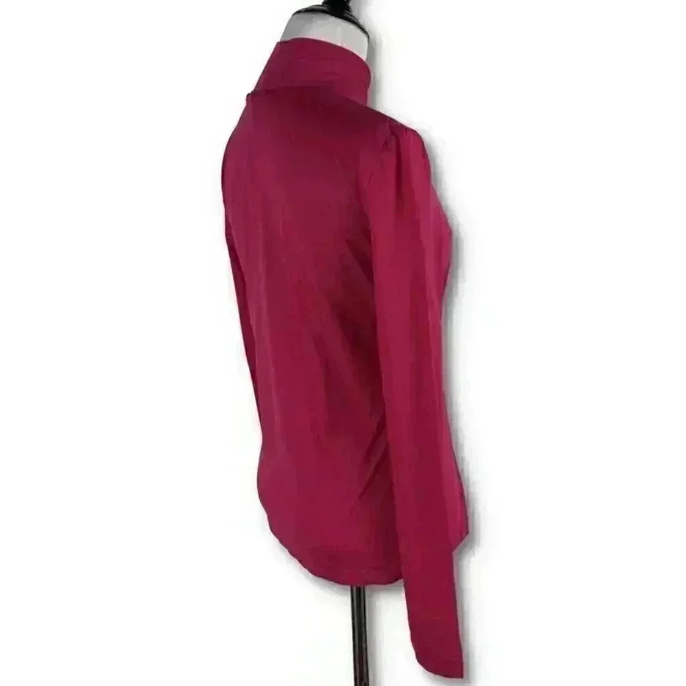 New St. John top size S Cosmo pink long sleeve mock turtleneck stretch career